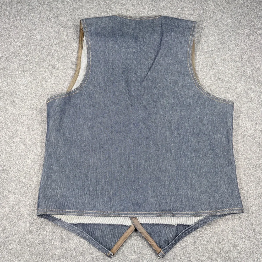 Vintage Dark Wash Denim Vest Mens Medium 38-40 Blue Cotton Blend Waistcoat